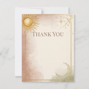 Celestial Wedding Thank You Card Pink Sage Gold