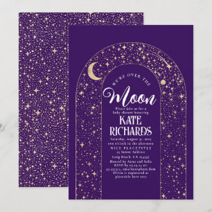 Celestial We're Over The Moon Starry Baby Shower Invitation