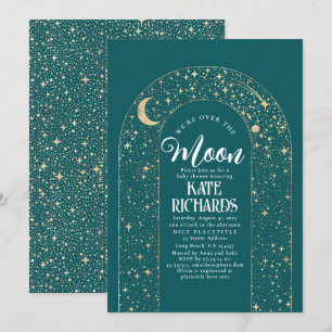 Celestial We're Over The Moon Starry Baby Shower Invitation