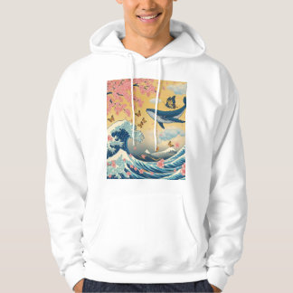 Celestial Whale among Cherry Blossoms - AI Art Hoodie