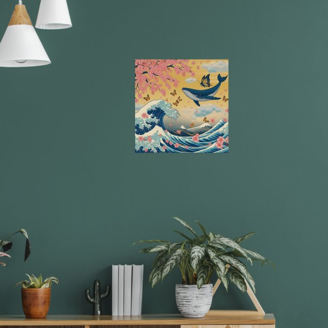 Celestial Whale among Cherry Blossoms - AI Art Poster (Living Room 1)
