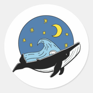 Celestial Whale Classic Round Sticker