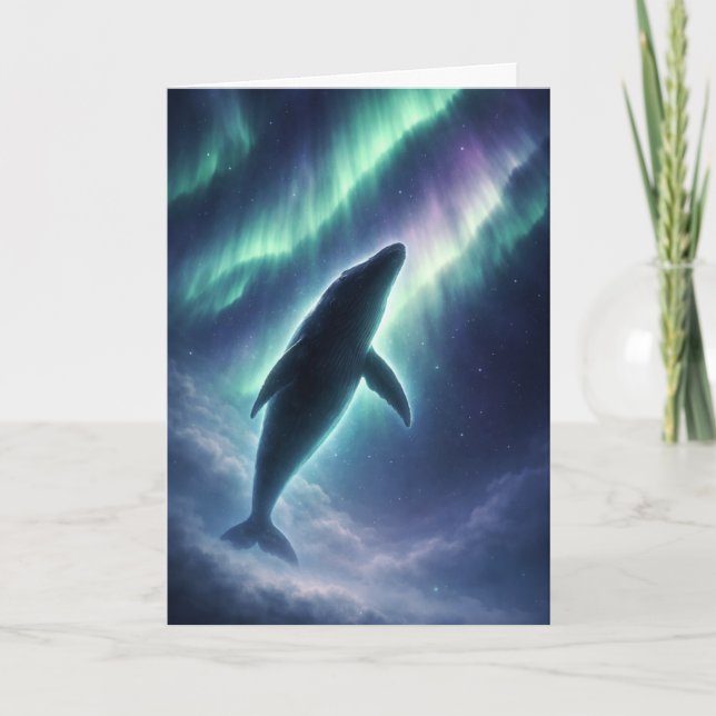 Celestial Whale Northern Lights Card (Front)