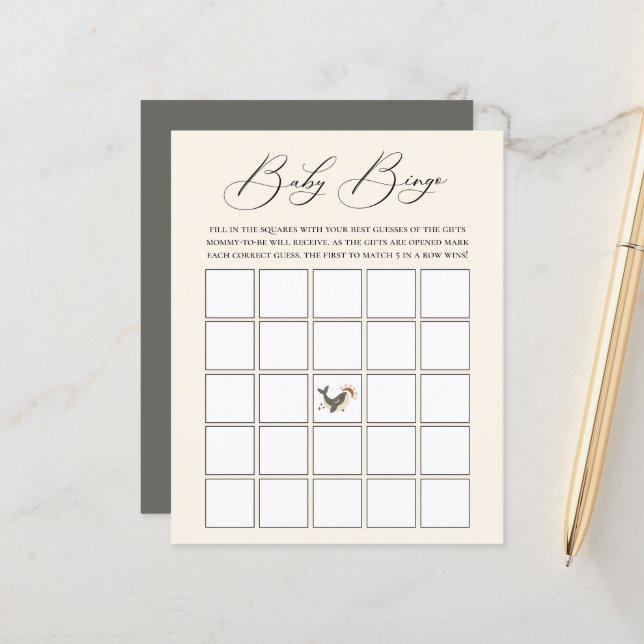 Celestial Whale Theme Baby Bingo Game (Front/Back In Situ)