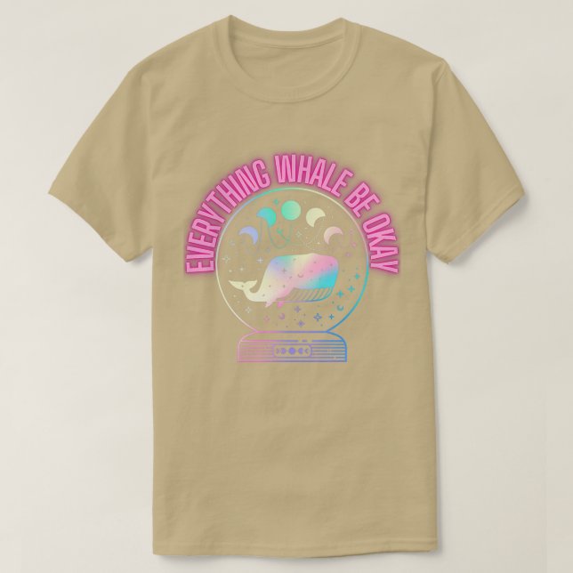 Celestial Whale with Moon Phases Holo Neon Waterco T-Shirt (Design Front)