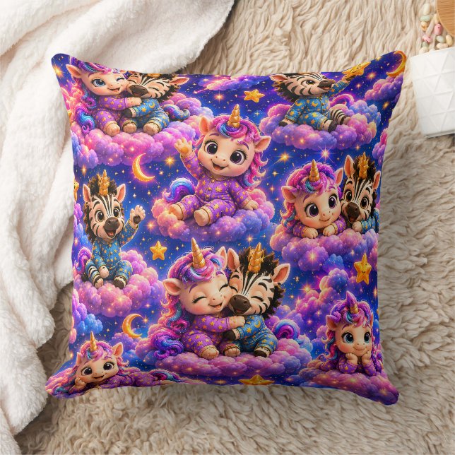 Celestial whimsical zebra unicorn square nursery c cushion (Blanket)