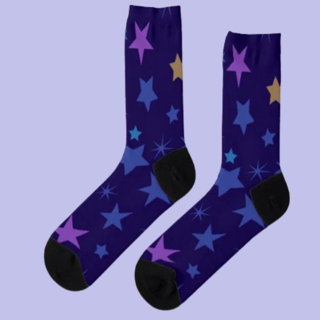 Celestial Whispers Crew Socks – Colourful Stars (Creator Uploaded)