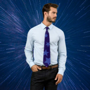 Celestial Whispers Necktie – Blue Stars on Navy