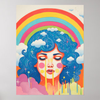 Celestial Whispers: The space-Haired Muse Poster