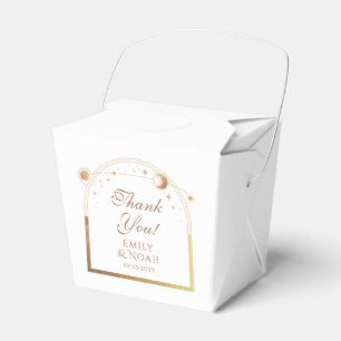 Celestial White Gold Sun Moon Stars Wedding Favour Box