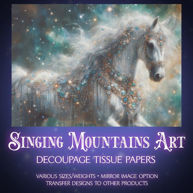 Celestial White Horse Magic Decoupage Tissue Paper (Creator Uploaded)