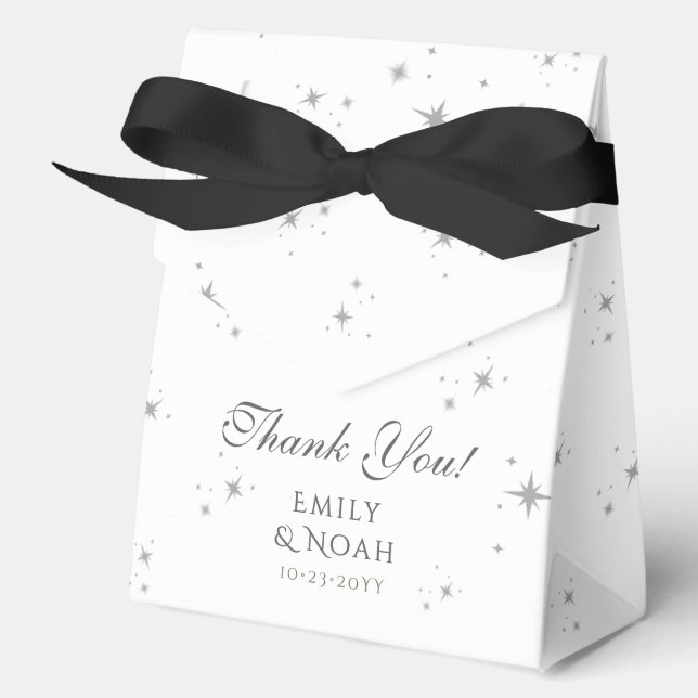 Celestial White Silver Sun Moon Astronomy Wedding Favour Box (Front)