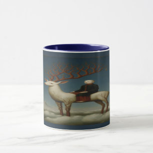 Celestial White Stag Surreal Art Mug