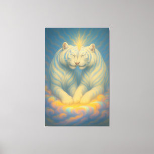 Celestial White Tiger Soulmates – Sacred Light Lov Canvas Print