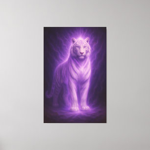 Celestial White Tiger – Violet Spirit Ascension Canvas Print