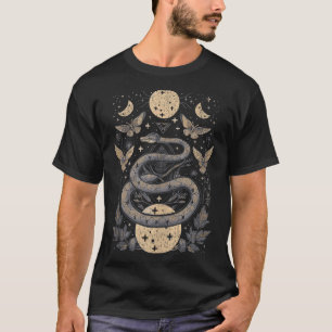 Celestial Wiccan Snake Moth Moon Phases Witch Paga T-Shirt