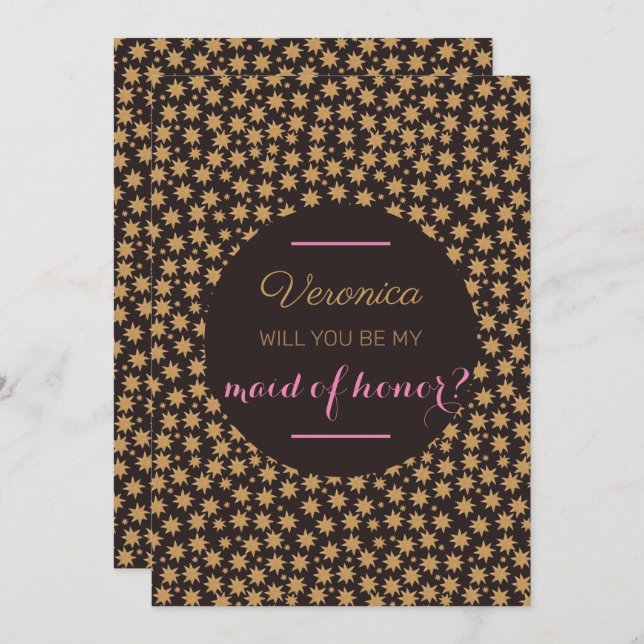 Celestial Will You Be My Maid Of Honour Pink Moody Invitation (Front/Back)