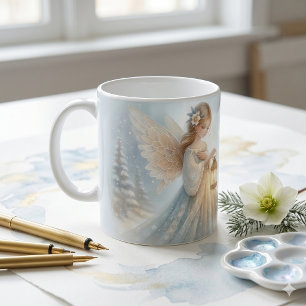 Celestial Winter Angel Lantern of Comfort Coffee Mug