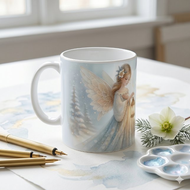 Celestial Winter Angel Lantern of Comfort Coffee Mug (Celestial Winter Angel Lantern of Comfort Coffee Mug)