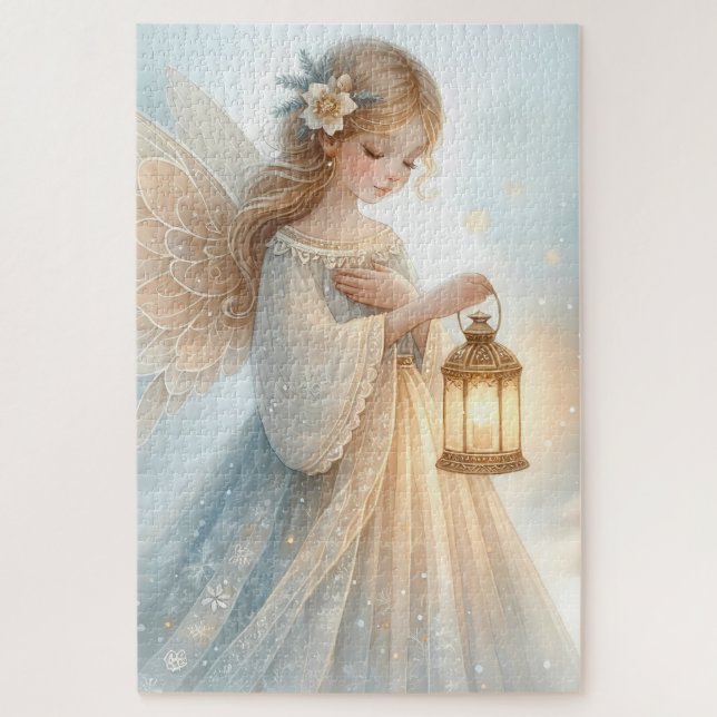 Celestial Winter Angel Lantern of Comfort Jigsaw Puzzle (Vertical)