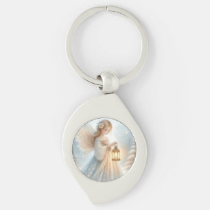 Celestial Winter Angel Lantern of Comfort Key Ring