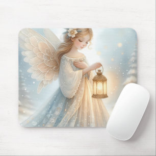 Celestial Winter Angel Lantern of Comfort Mouse Mat