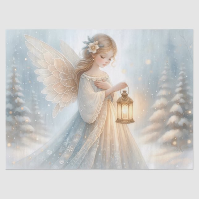 Celestial Winter Angel Lantern of Comfort Tissue Paper (Front)