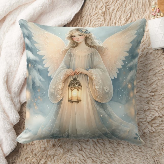 Celestial Winter Angel Lantern of Grace Cushion (Blanket)