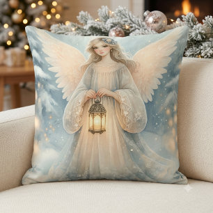 Celestial Winter Angel Lantern of Grace Cushion