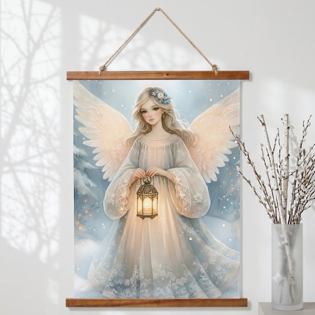 Celestial Winter Angel Lantern of Grace Hanging Tapestry (Celestial Winter Angel Lantern of Grace Hanging Tapestry)