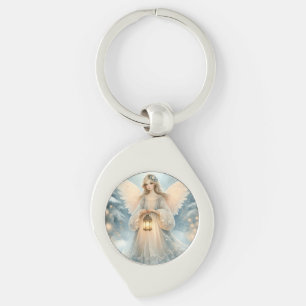 Celestial Winter Angel Lantern of Grace Key Ring