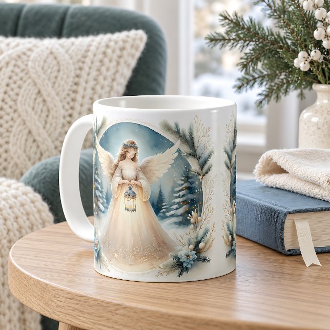 Celestial Winter Angel Lantern of Hope Coffee Mug (Celestial Winter Angel Lantern of Hope Coffee Mug)
