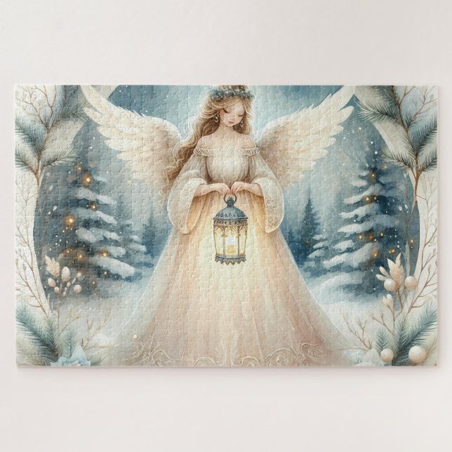 Celestial Winter Angel Lantern of Hope Jigsaw Puzzle (Horizontal)