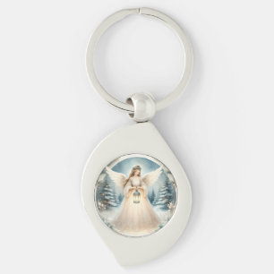 Celestial Winter Angel Lantern of Hope Key Ring