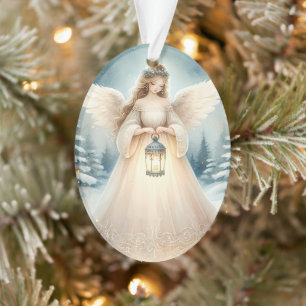 Celestial Winter Angel Lantern of Hope Ornament