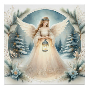Celestial Winter Angel Lantern of Hope Poster