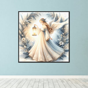 Celestial Winter Angel Lantern of Peace Canvas Print