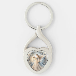 Celestial Winter Angel Lantern of Peace Key Ring