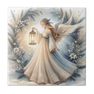 Celestial Winter Angel Lantern of Peace Tile