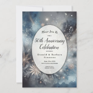 Celestial Winter Midnight Sparkle Anniversary  Invitation