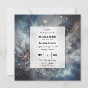 Celestial Winter Midnight Sparkle Wedding Invitation