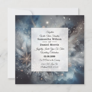 Celestial Winter Midnight Sparkle Wedding Invitation