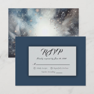 Celestial Winter Midnight Sparkle Wedding RSVP Card