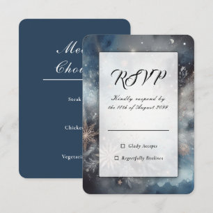 Celestial Winter Midnight Sparkle Wedding RSVP Card