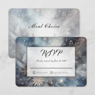 Celestial Winter Midnight Sparkle Wedding RSVP Card