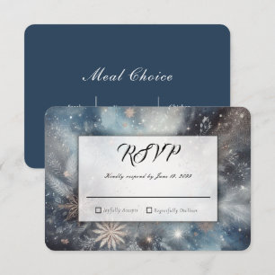 Celestial Winter Midnight Sparkle Wedding RSVP Card