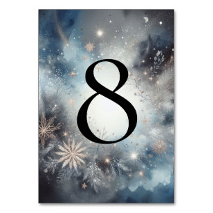 Celestial Winter Midnight Sparkle Wedding Table Number