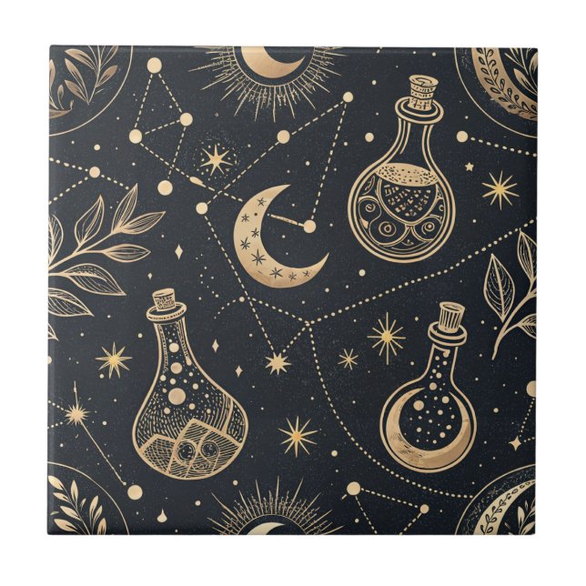 Celestial Witchcraft - Gold Moon, Potion Bottles Tile (Front)
