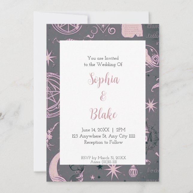 Celestial Witchcraft Wedding Invitation (Front)