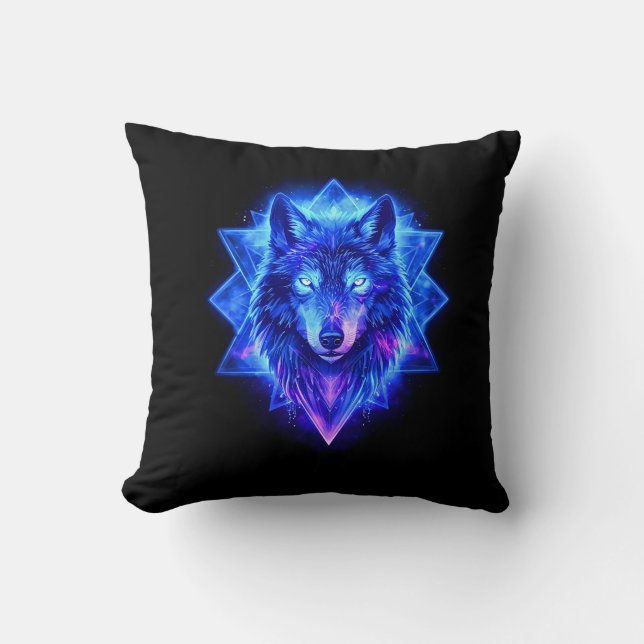 Celestial Wolf • Cosmic Energy Guardian  Pillow (Front)